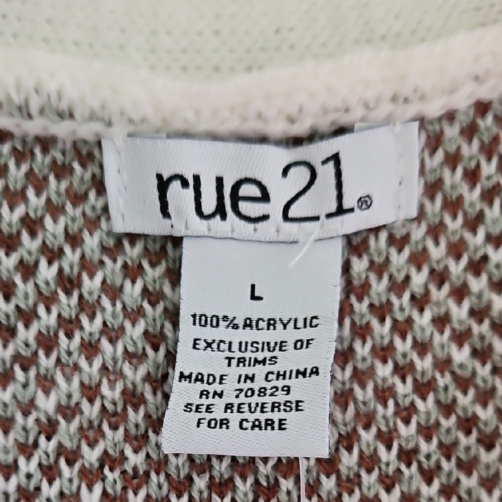 Rue21 Cream and Brown Knit Sweater Vest - Picture 2 of 3
